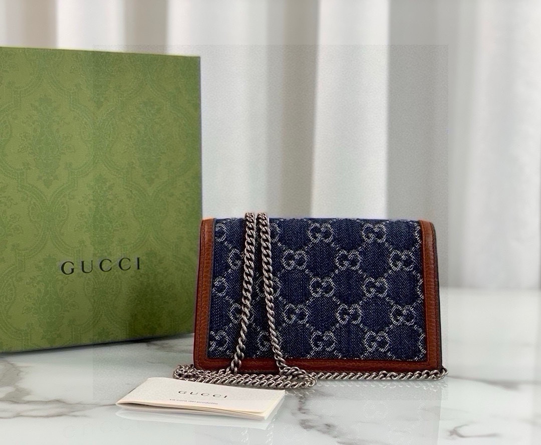 Gucci Dionysus Mini Chain Bag 476432 Blue Denim