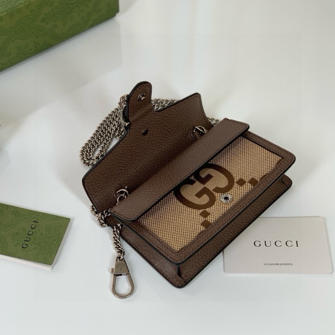 Gucci Dionysus Super Double G Mini Chain Bag 476432 Camel and Ebony