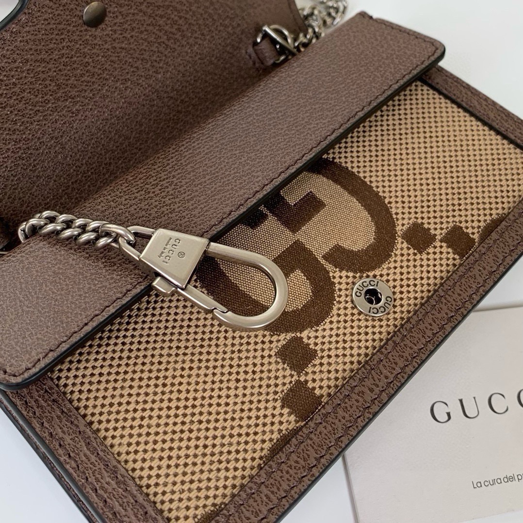 Gucci Dionysus Super Double G Mini Chain Bag 476432 Camel and Ebony