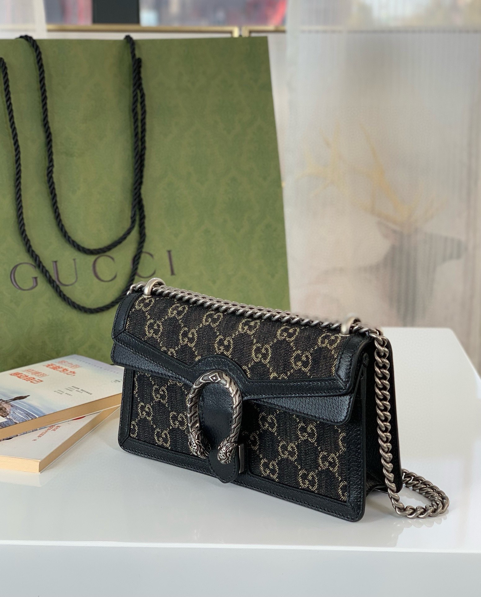 Gucci Dionysus Black Denim Shoulder Bag 499623