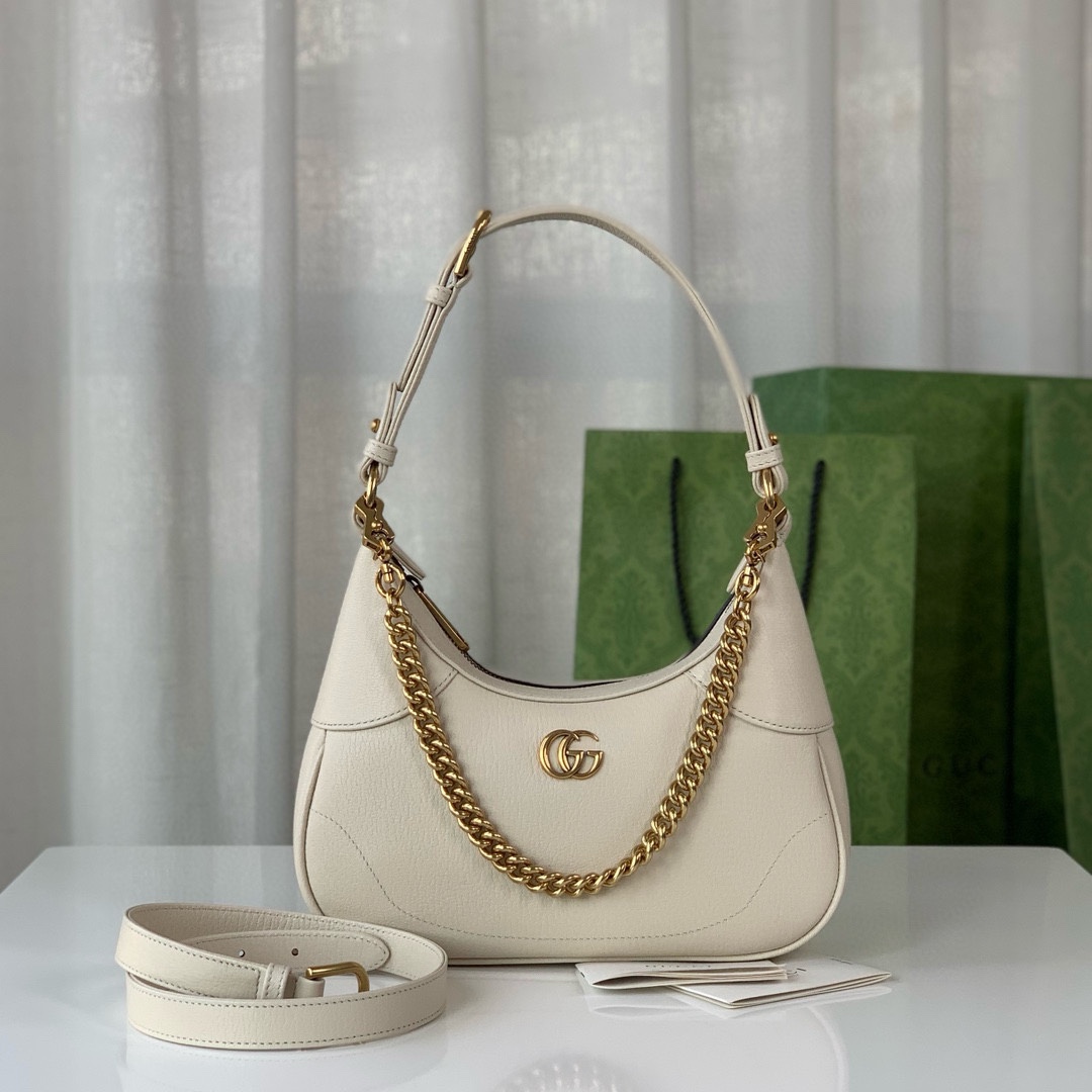 Gucci Aphrodite Small Crescent Shoulder Bag - Style 731817 (White)