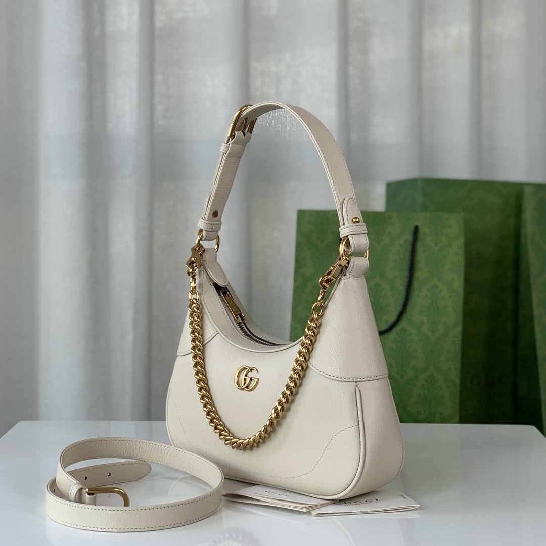 Gucci Aphrodite Small Crescent Shoulder Bag - Style 731817 (White)