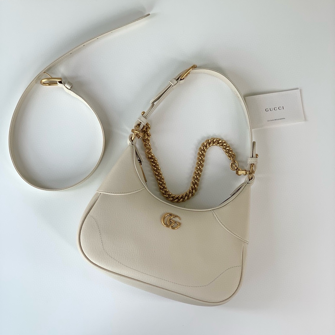 Gucci Aphrodite Small Crescent Shoulder Bag - Style 731817 (White)