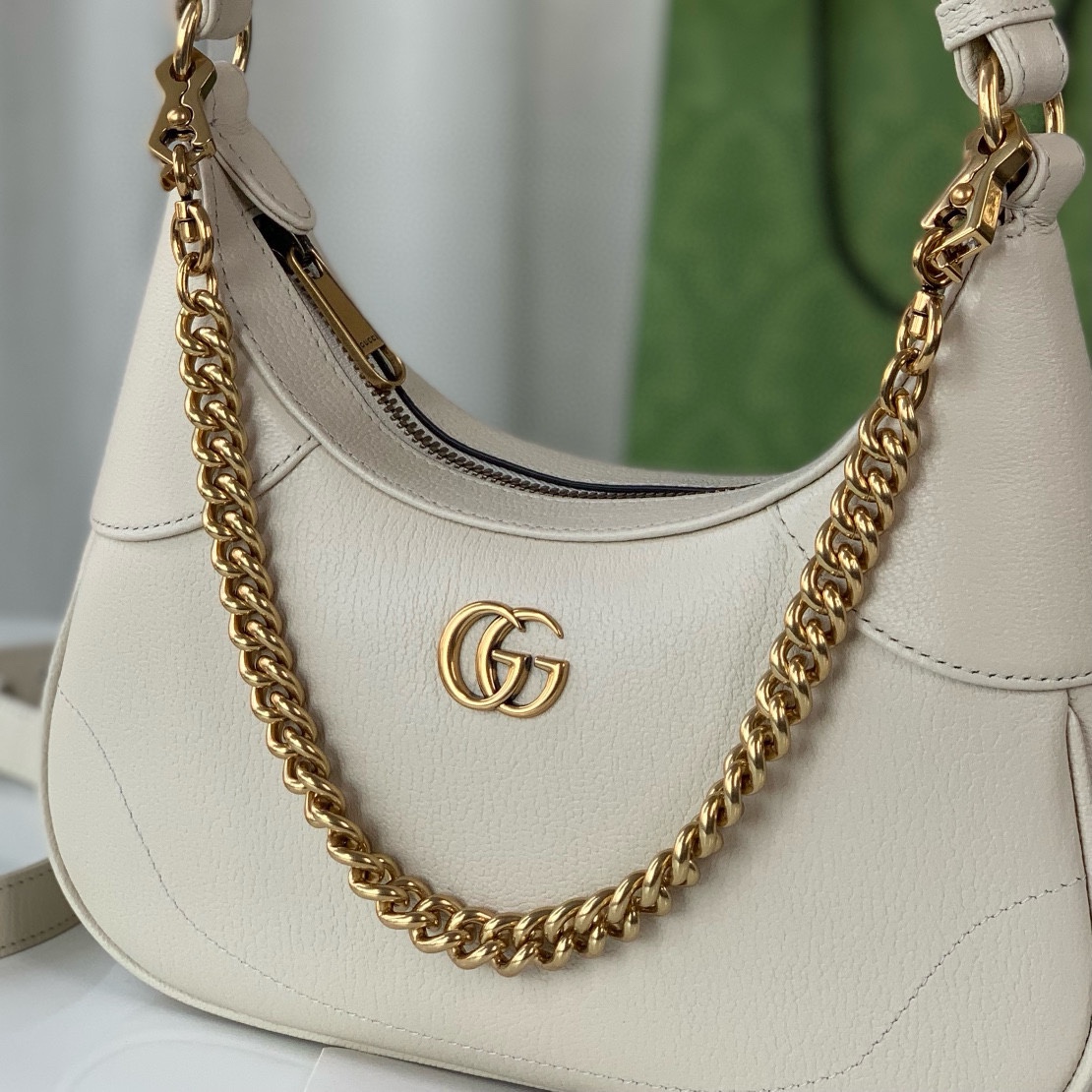 Gucci Aphrodite Small Crescent Shoulder Bag - Style 731817 (White)