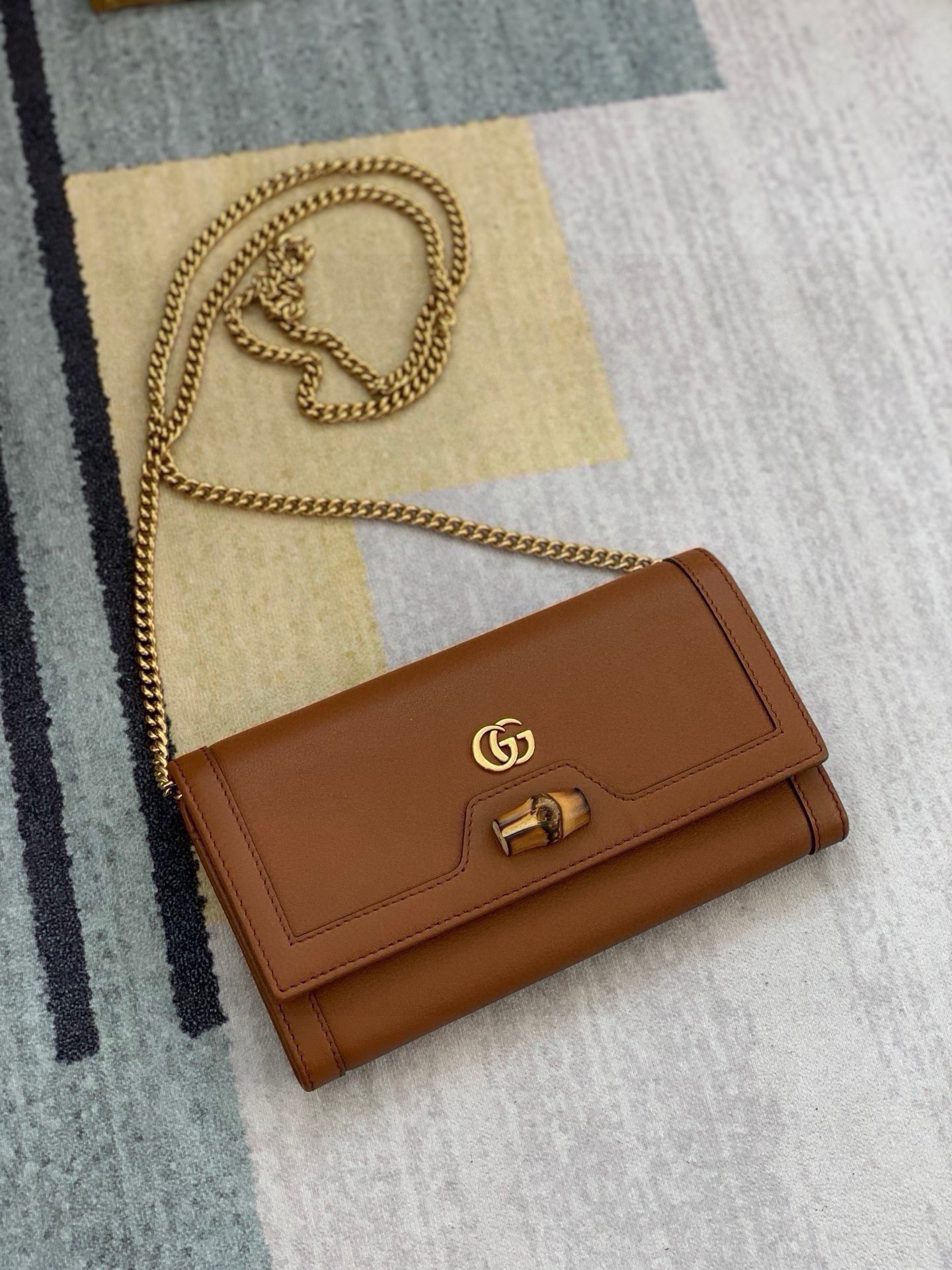 Gucci Diana Bamboo Chain Bag - Style 658243 (Brown)