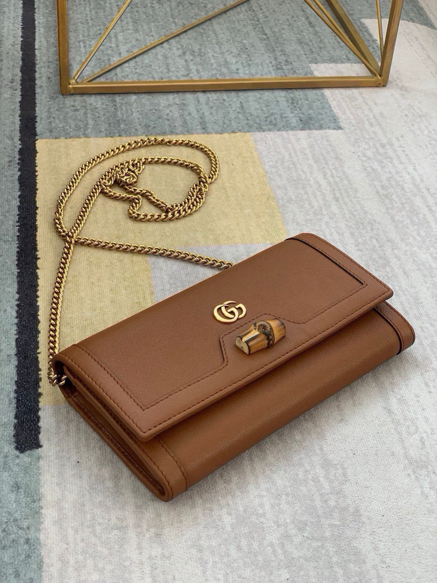 Gucci Diana Bamboo Chain Bag - Style 658243 (Brown)