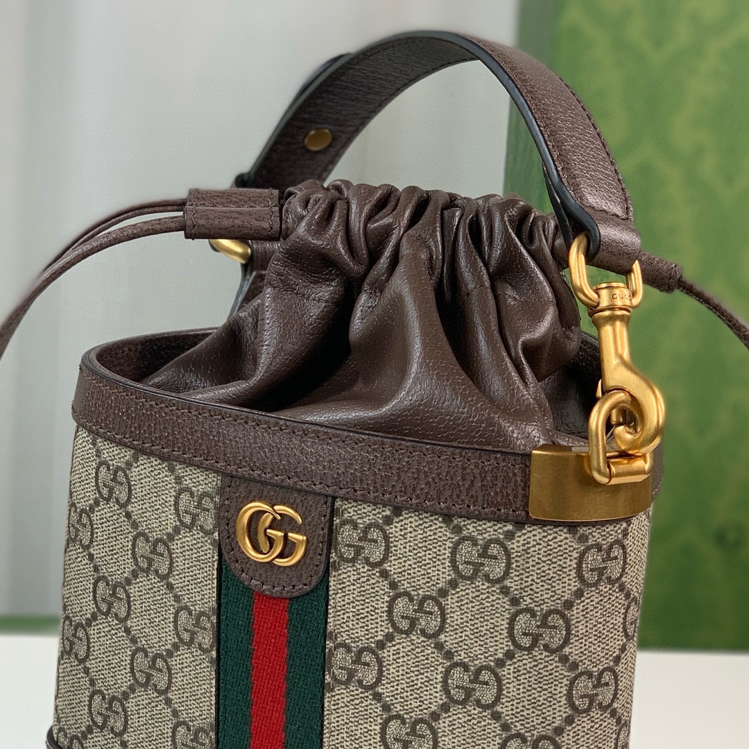 Gucci Ophidia Triangle Bucket Bag 752583 Beige/Ebony