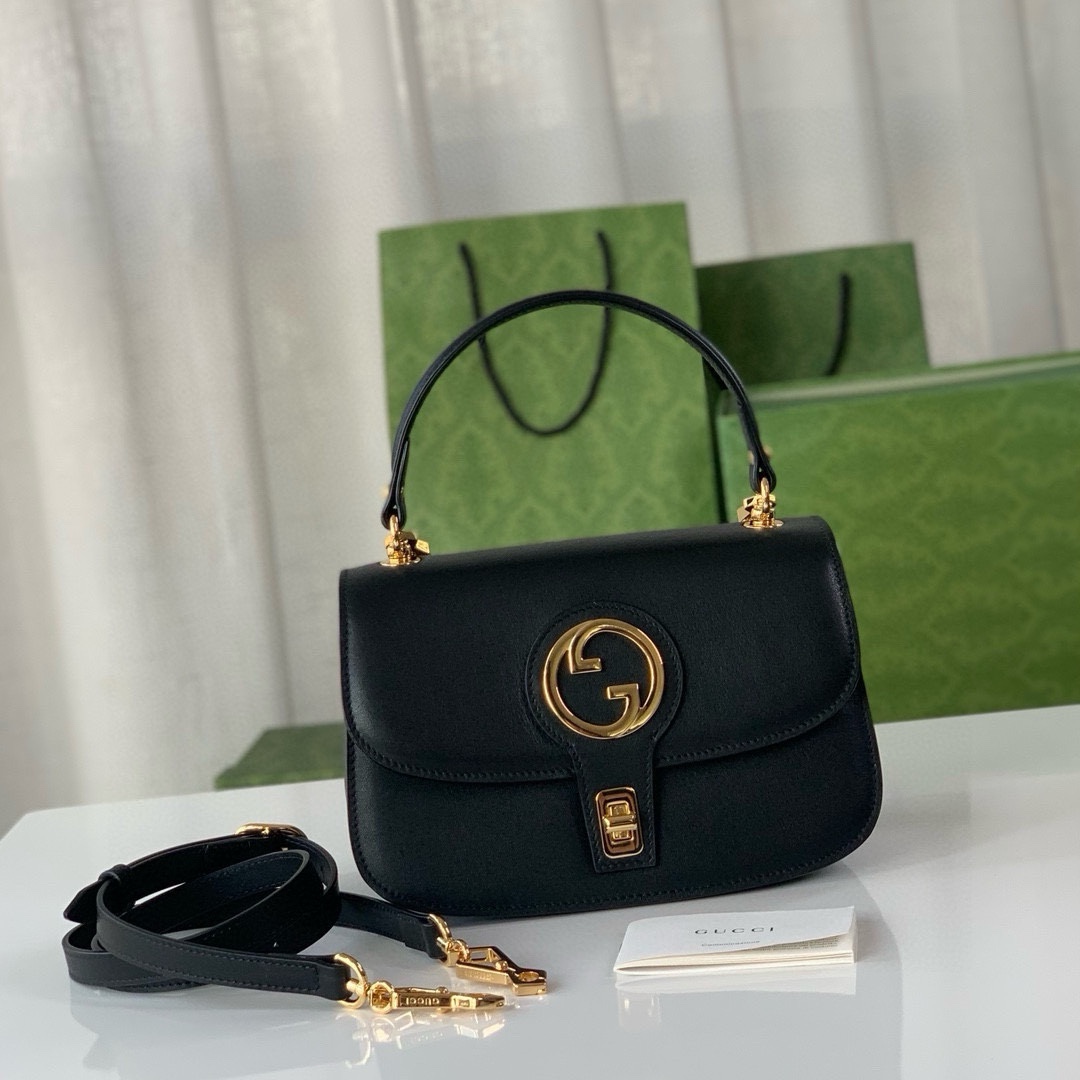 Gucci Blondie Double G Round Tote Bag 735101 Black