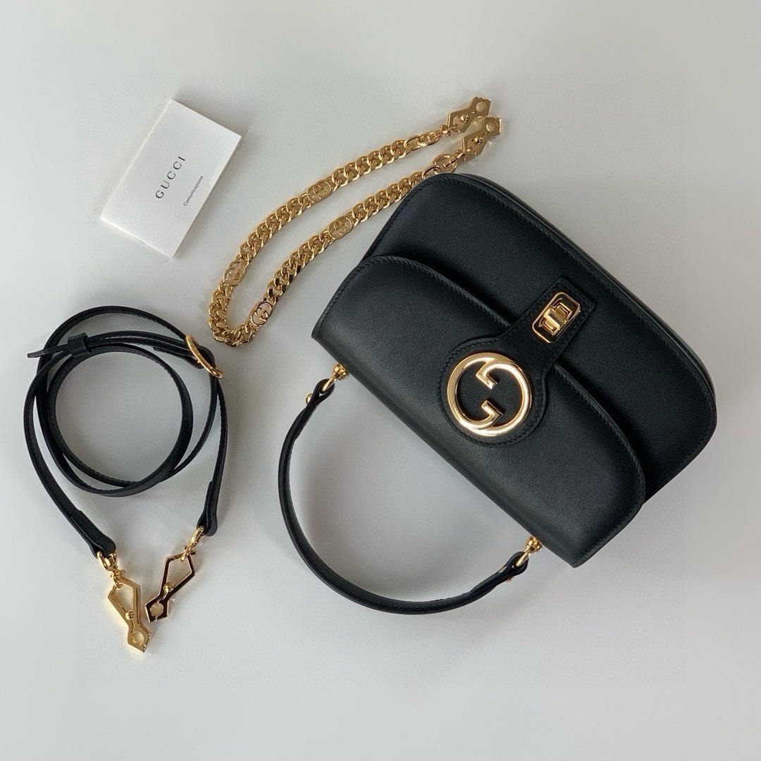 Gucci Blondie Double G Round Tote Bag 735101 Black