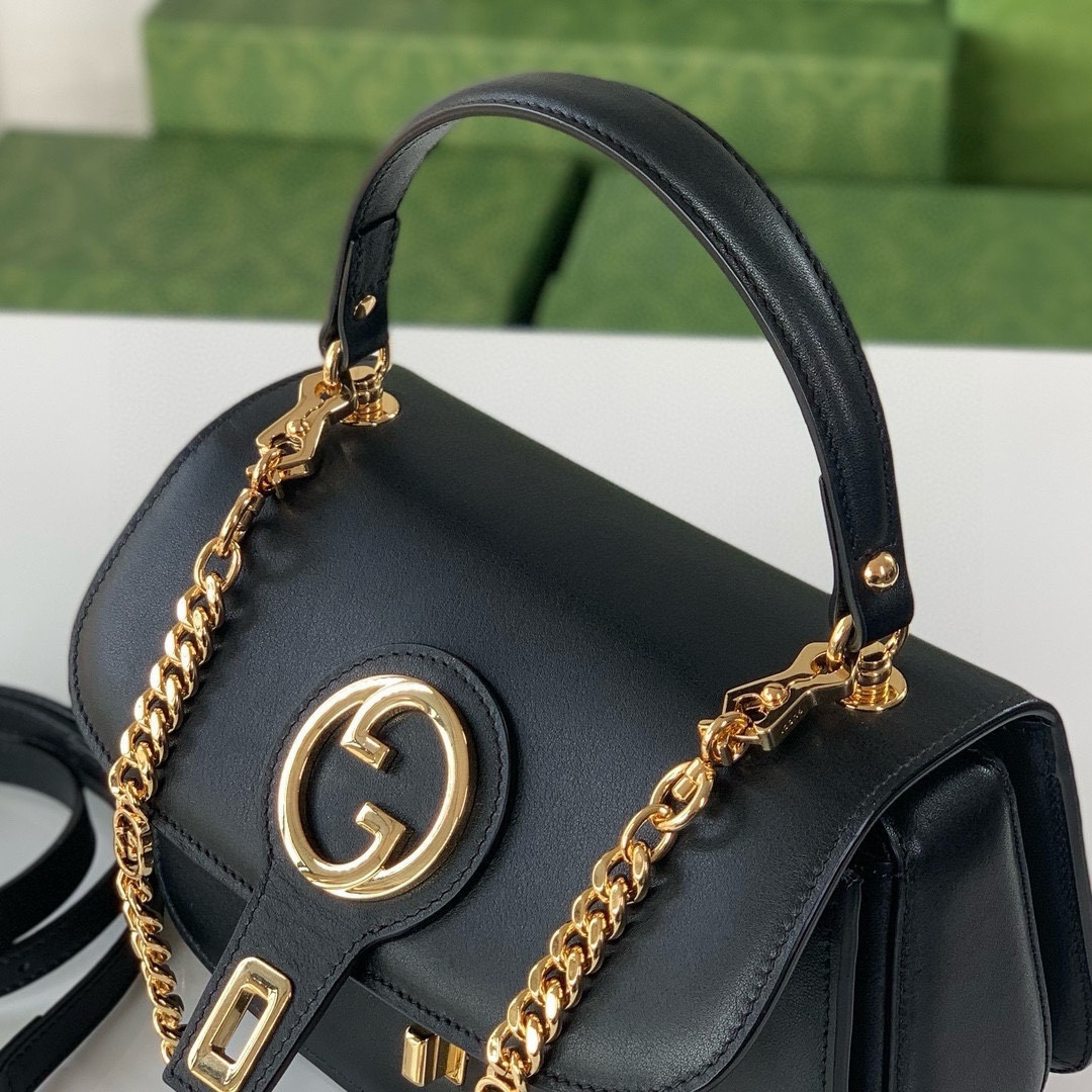 Gucci Blondie Double G Round Tote Bag 735101 Black