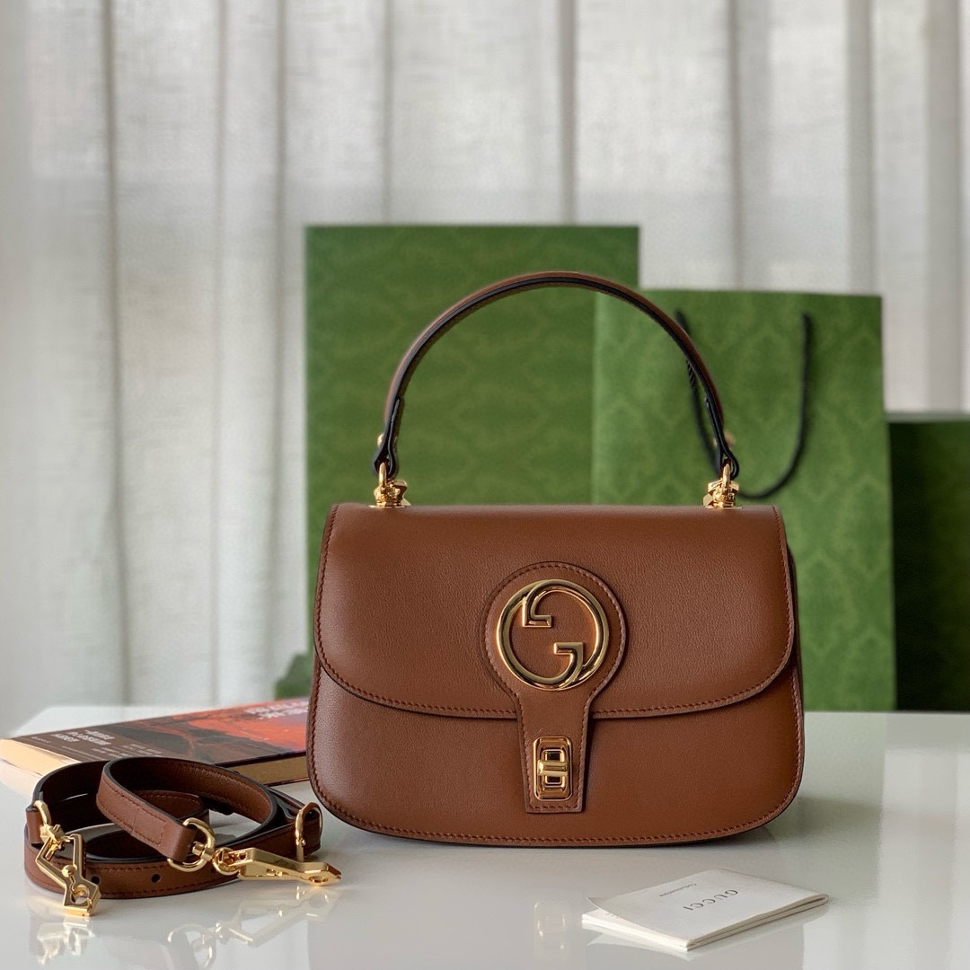 Gucci Blondie Double G Round Tote Bag 735101 Brown