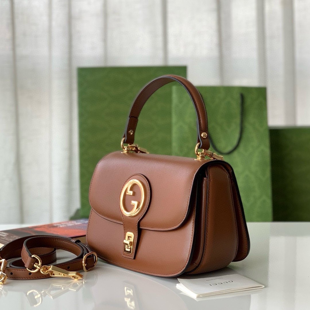 Gucci Blondie Double G Round Tote Bag 735101 Brown