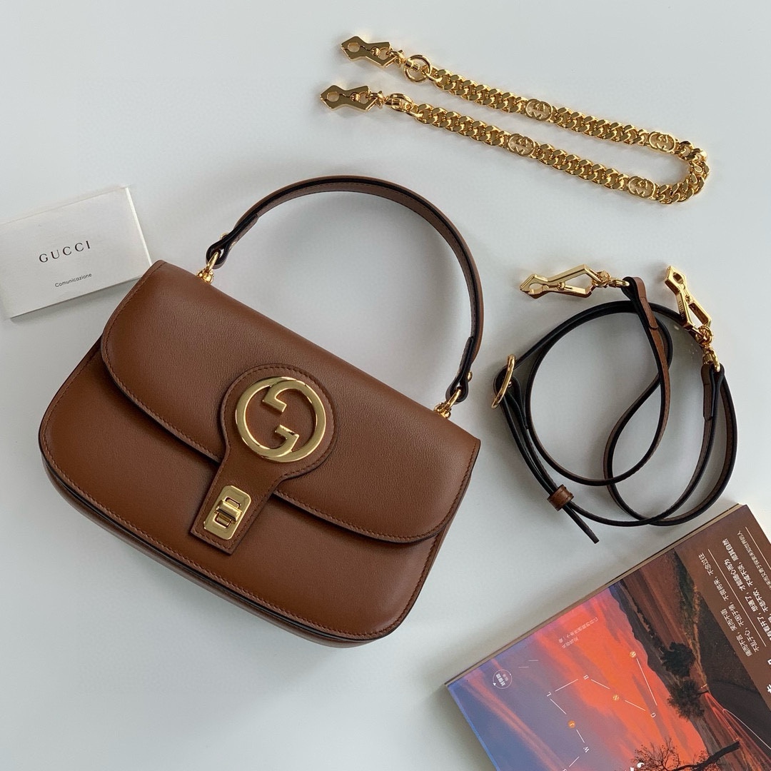 Gucci Blondie Double G Round Tote Bag 735101 Brown