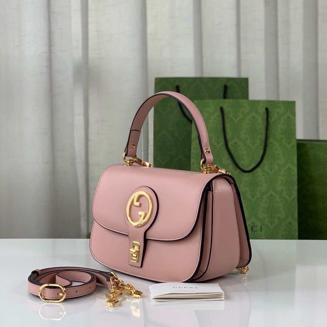 Gucci Blondie Double G Round Tote Bag 735101 Pink