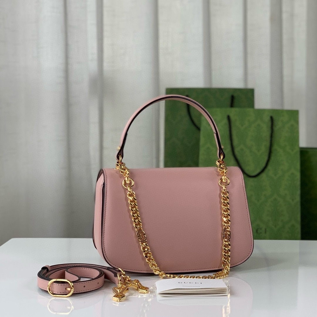 Gucci Blondie Double G Round Tote Bag 735101 Pink