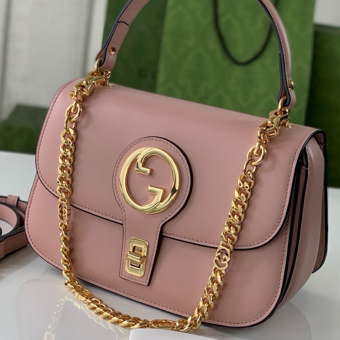 Gucci Blondie Double G Round Tote Bag 735101 Pink