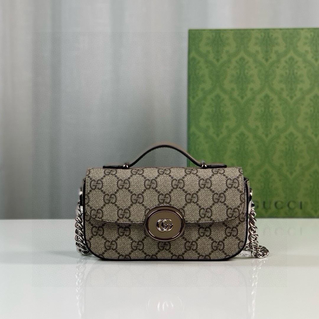 Gucci Petite GG Mini Shoulder Bag 760194 Beige/Ebony