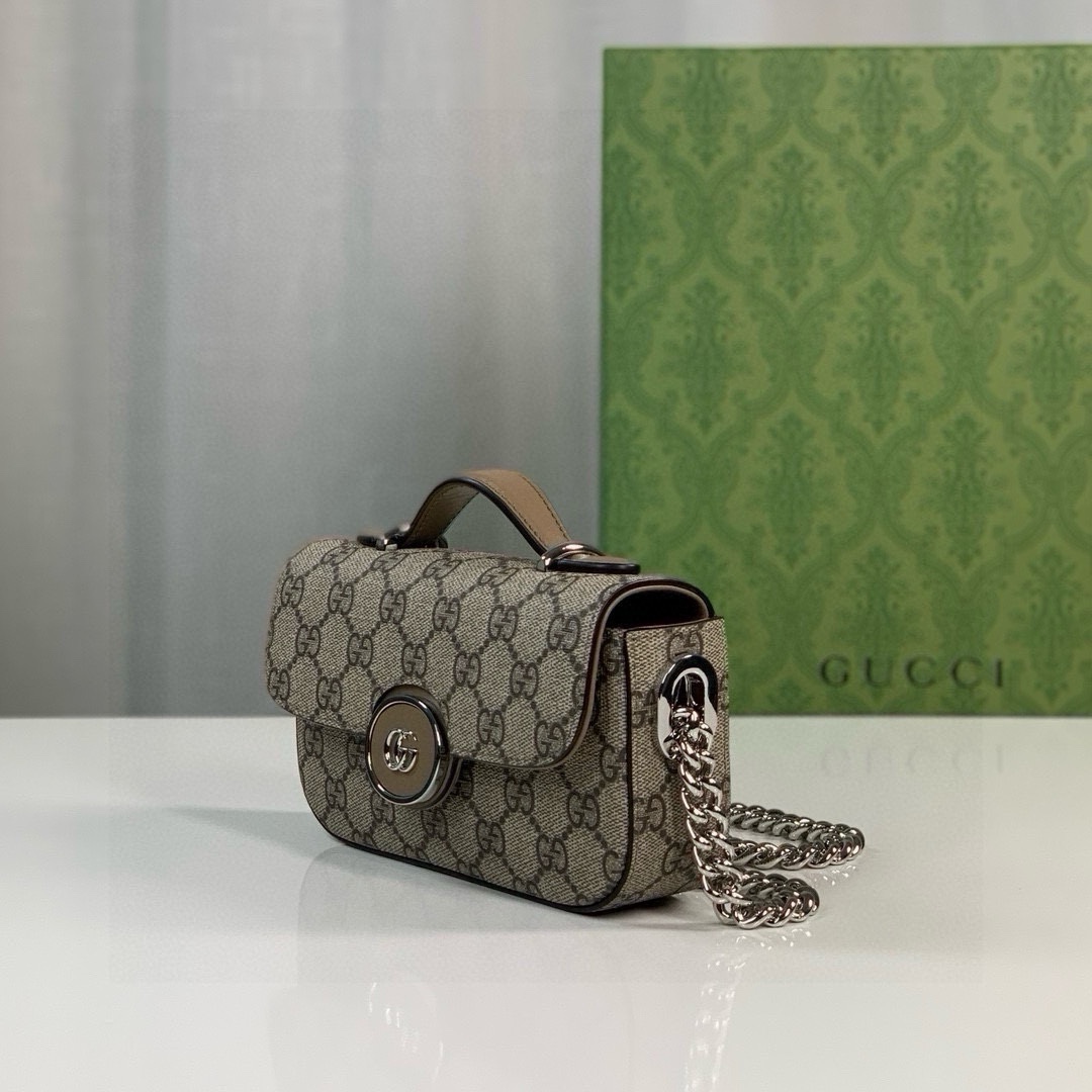 Gucci Petite GG Mini Shoulder Bag 760194 Beige/Ebony