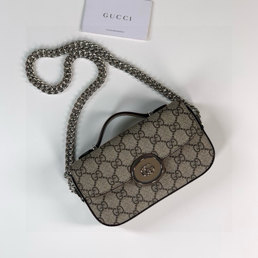 Gucci Petite GG Mini Shoulder Bag 760194 Beige/Ebony