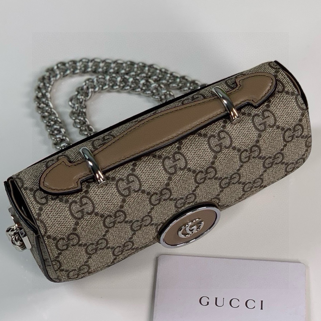 Gucci Petite GG Mini Shoulder Bag 760194 Beige/Ebony