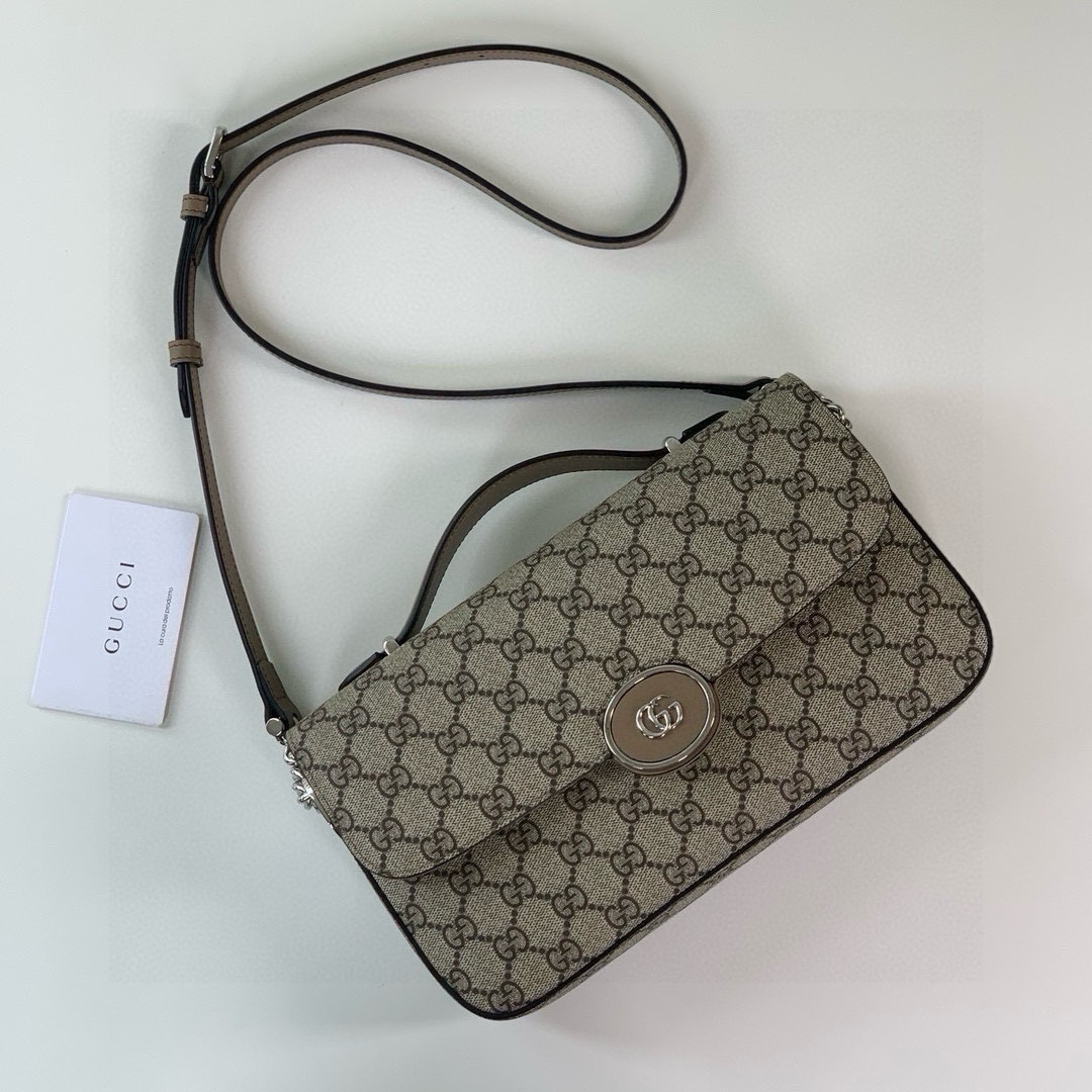 Gucci Petite GG Shoulder Bag 739721 Beige/Ebony