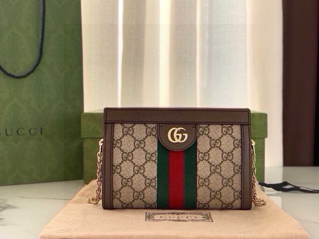 Gucci Ophidia Shoulder Bag 602676 in Classic GG with Floral Striped Webbing