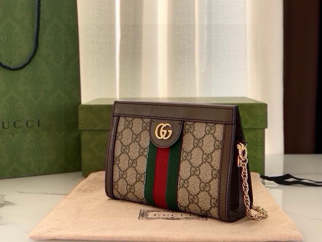 Gucci Ophidia Shoulder Bag 602676 in Classic GG with Floral Striped Webbing