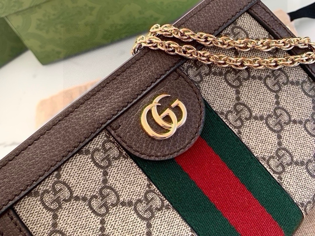 Gucci Ophidia Shoulder Bag 602676 in Classic GG with Floral Striped Webbing