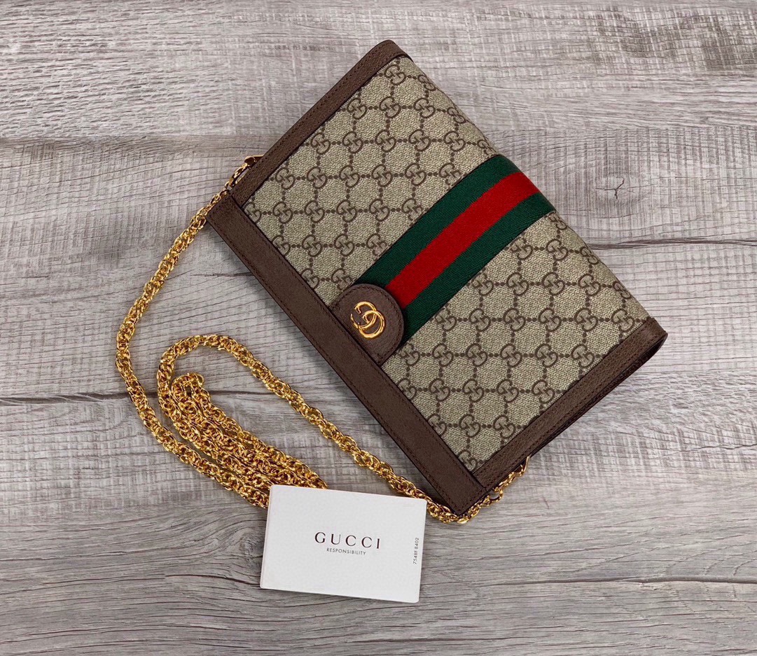 Gucci Ophidia Shoulder Bag 503877 in Classic GG with Floral Striped Webbing