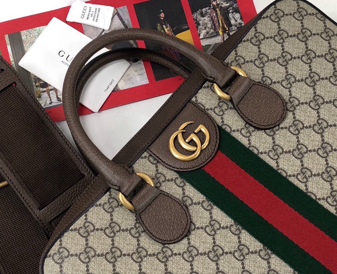 Gucci Ophidia Briefcase 574793 in Classic GG with Signature Red and Green Webbing