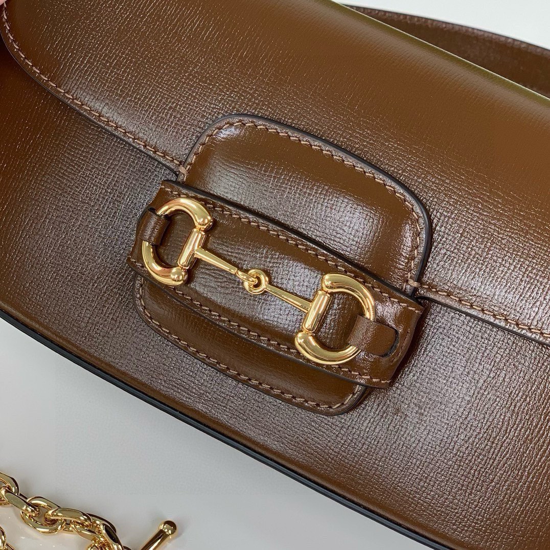 Gucci Horsebit 1955 Shoulder Bag - Brown Leather with Gold Accents