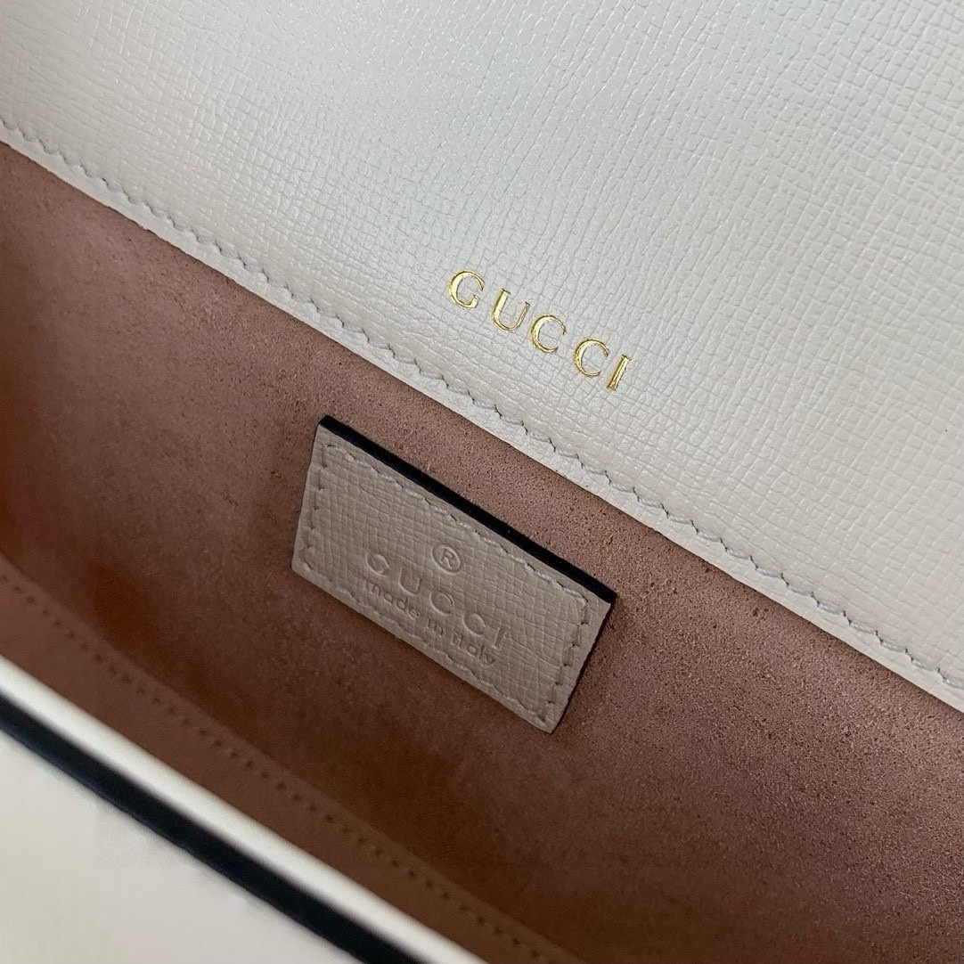 Gucci Horsebit 1955 Shoulder Bag - White Leather with Gold Accents