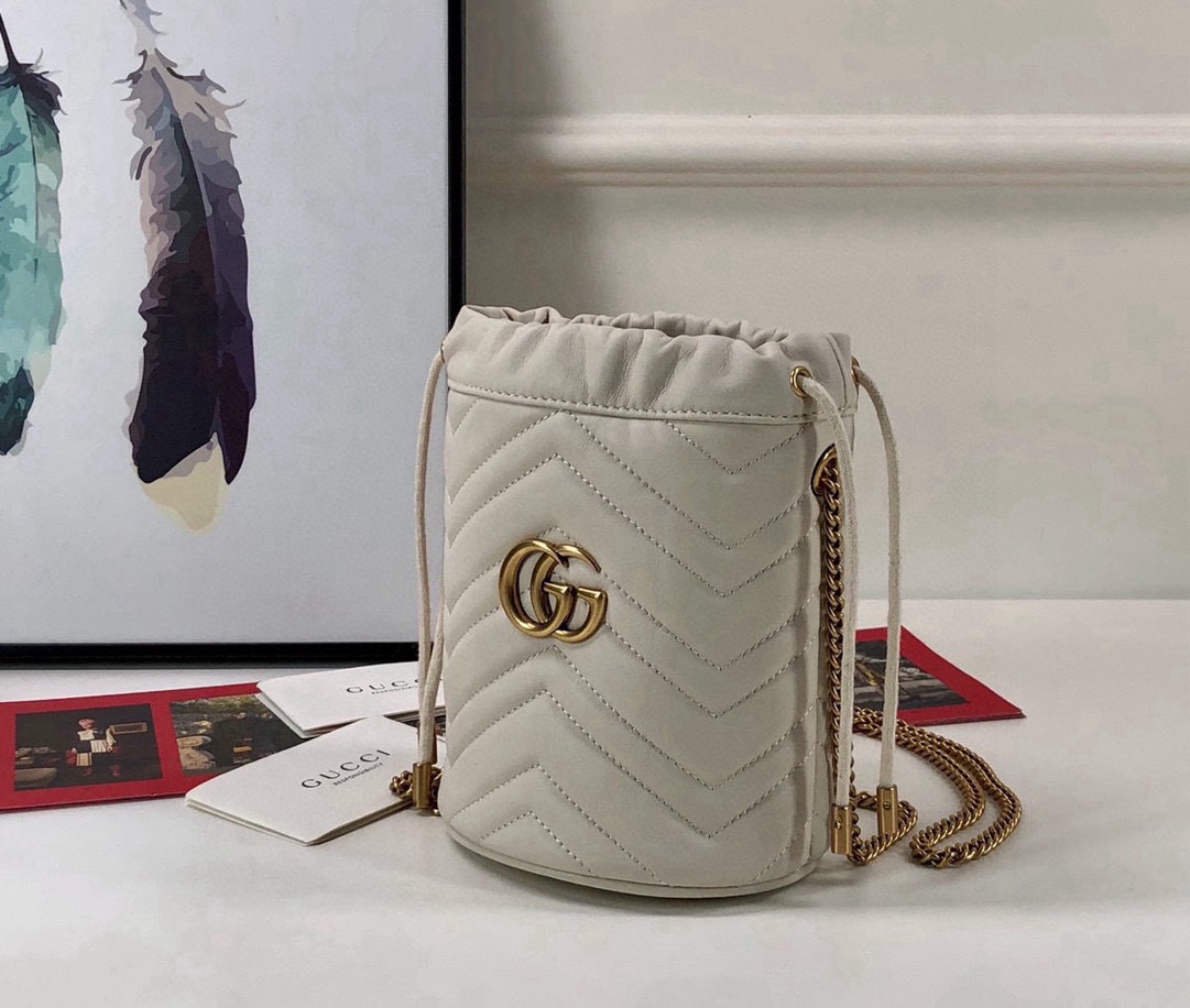 Gucci Original Quality White Leather Bag - Style 575163