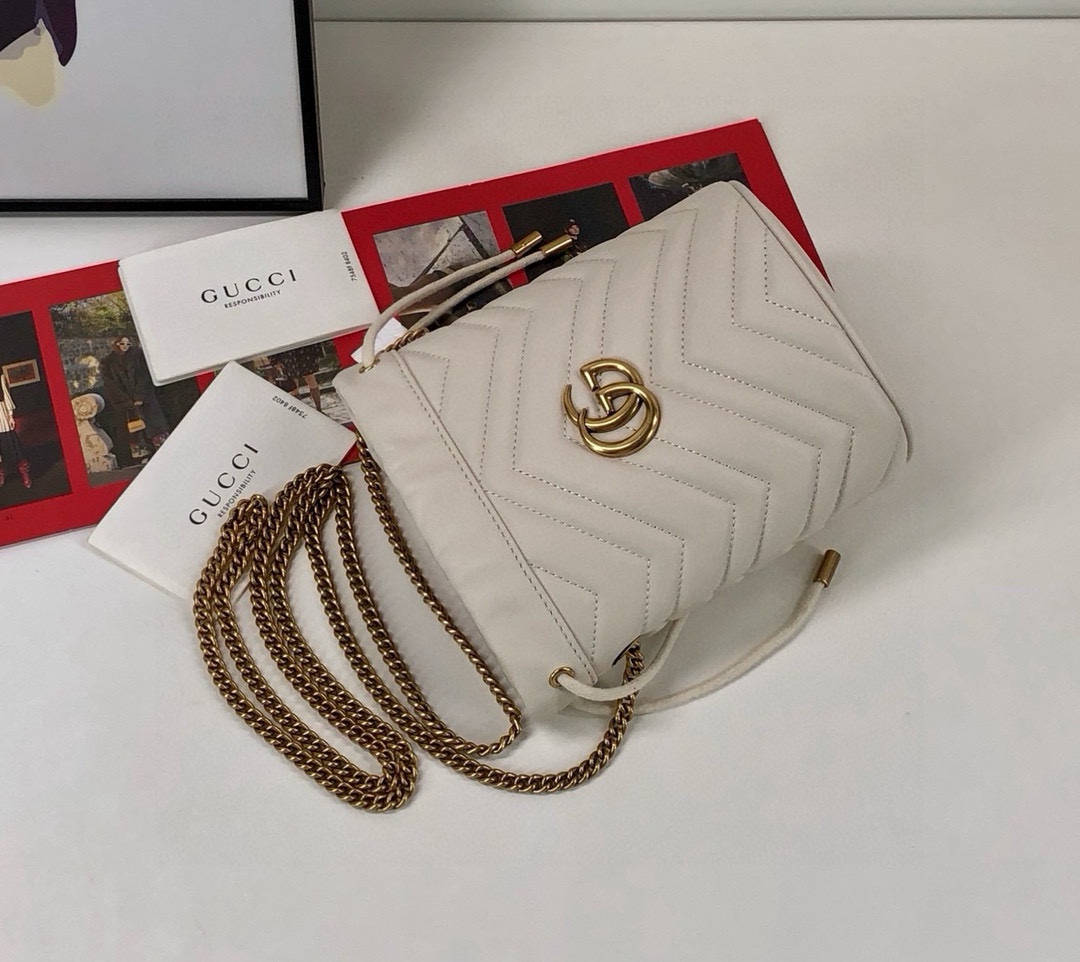 Gucci Original Quality White Leather Bag - Style 575163