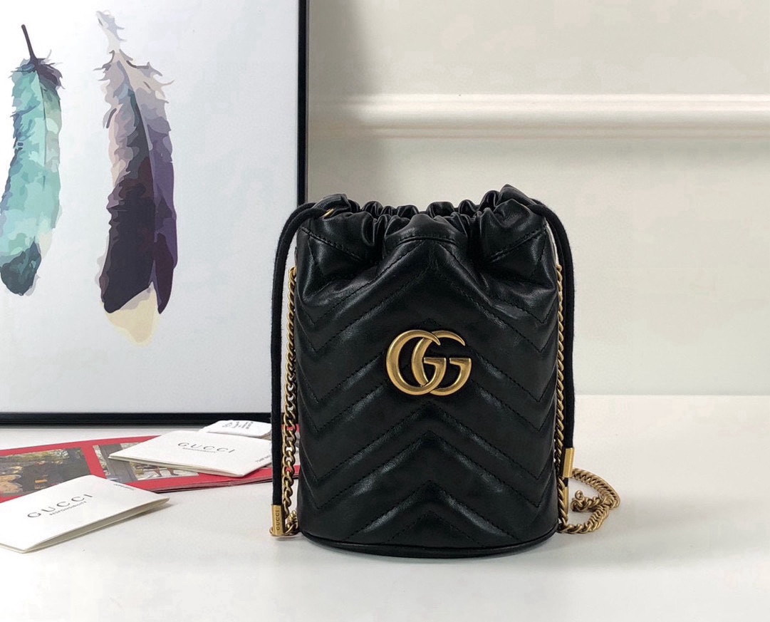 Gucci Original Quality Black Leather Bag - Style 575163