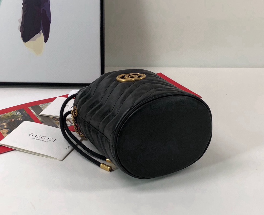 Gucci Original Quality Black Leather Bag - Style 575163