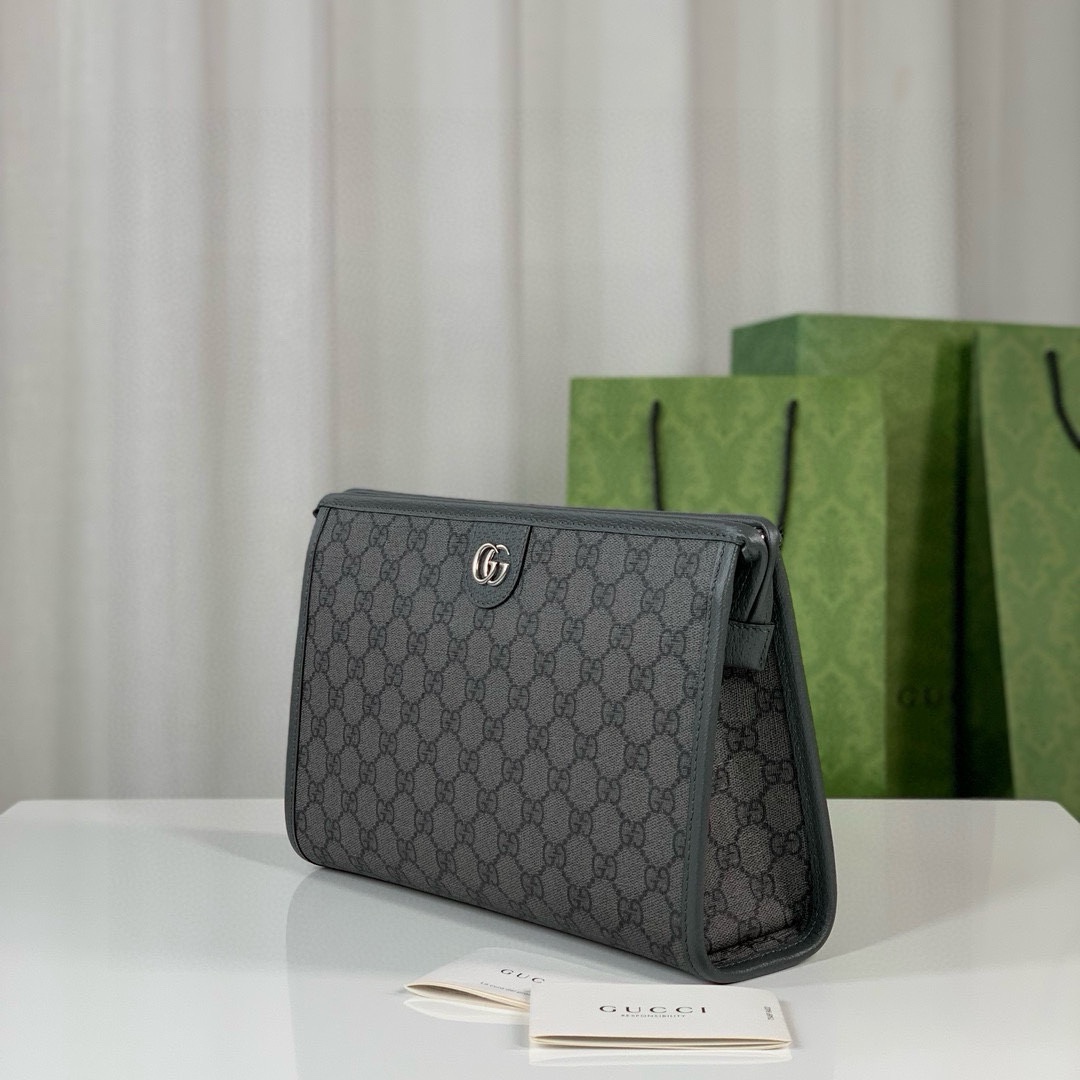 Gucci Ophidia GG Monogram Clutch - Style 598234 Deep Grey