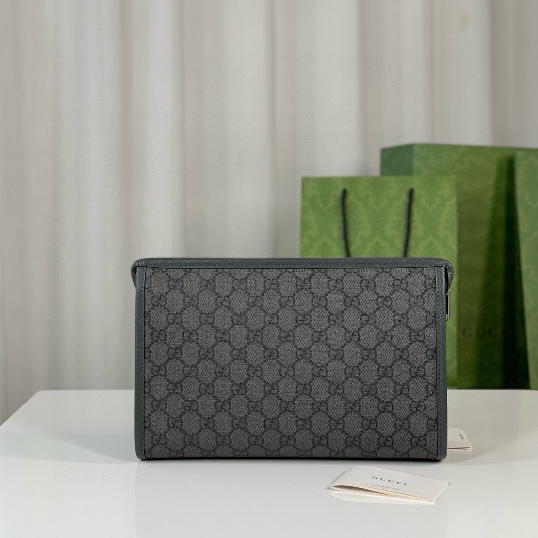 Gucci Ophidia GG Monogram Clutch - Style 598234 Deep Grey