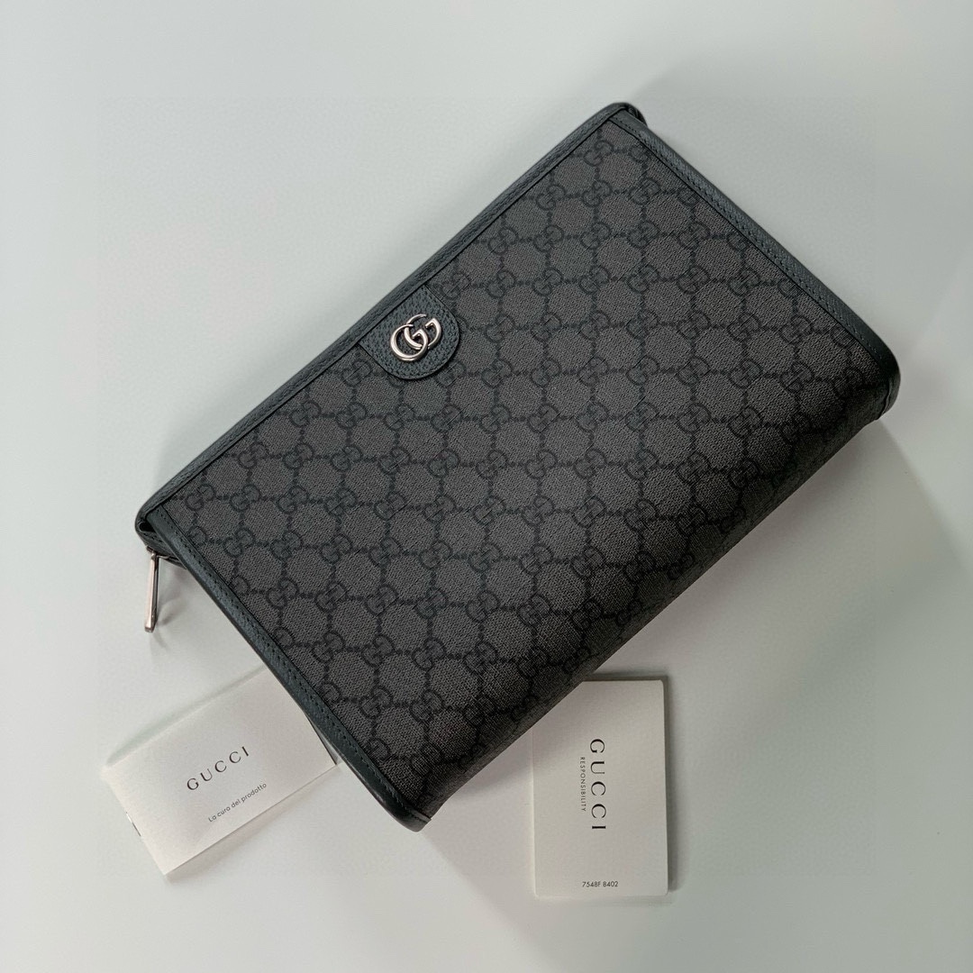 Gucci Ophidia GG Monogram Clutch - Style 598234 Deep Grey