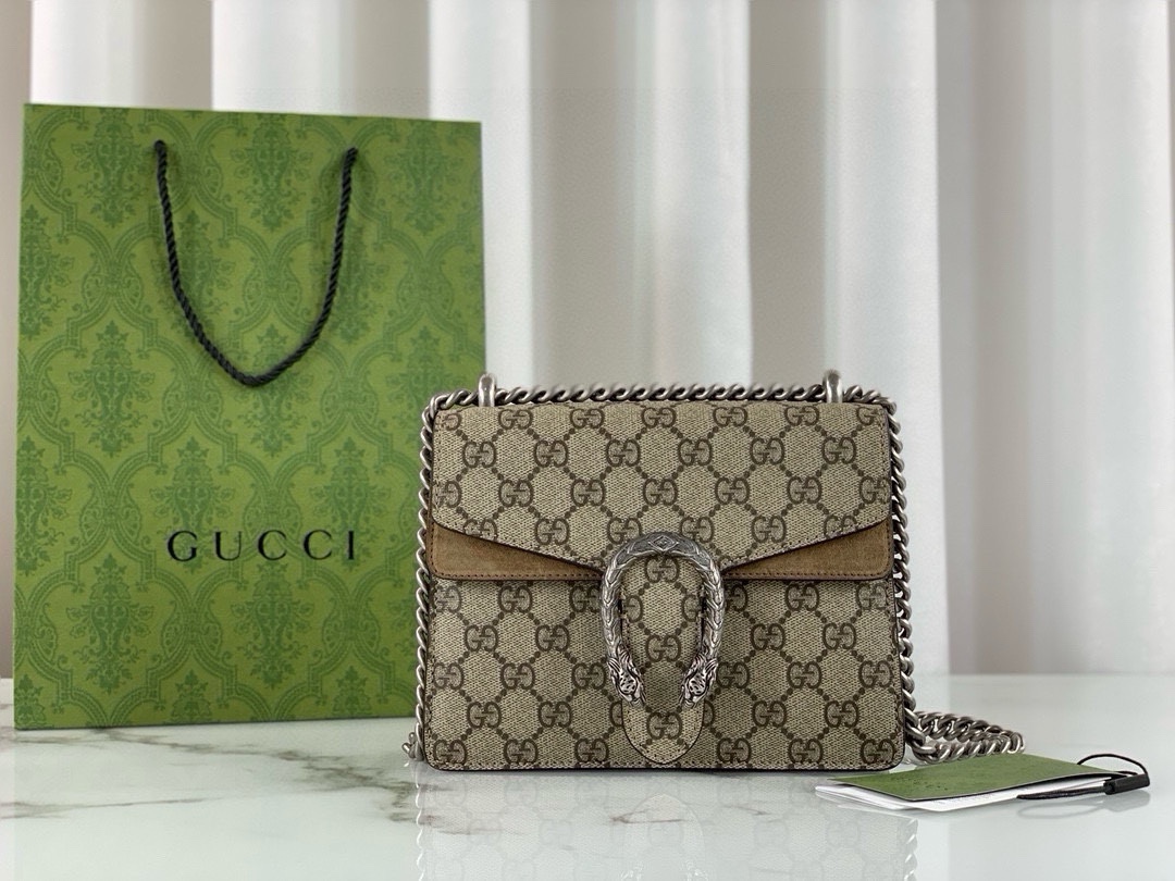 Gucci Dionysus GG Small Shoulder Bag - Style 421970 (Coffee Khaki)