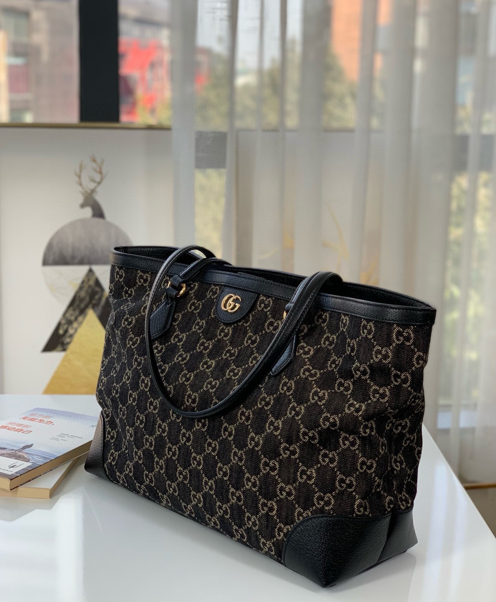 Gucci Ophidia Black Denim Tote Bag - Style 631685