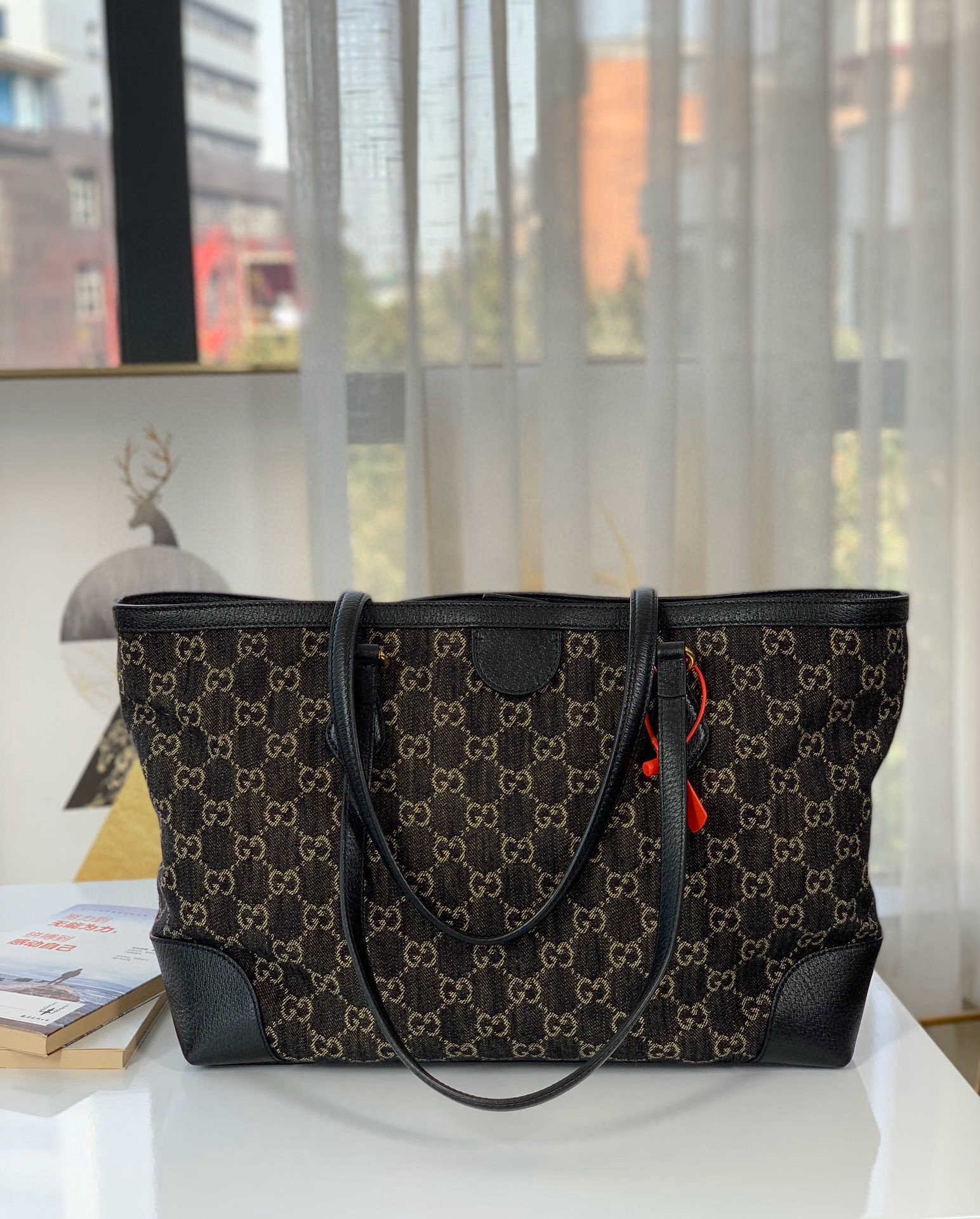 Gucci Ophidia Black Denim Tote Bag - Style 631685