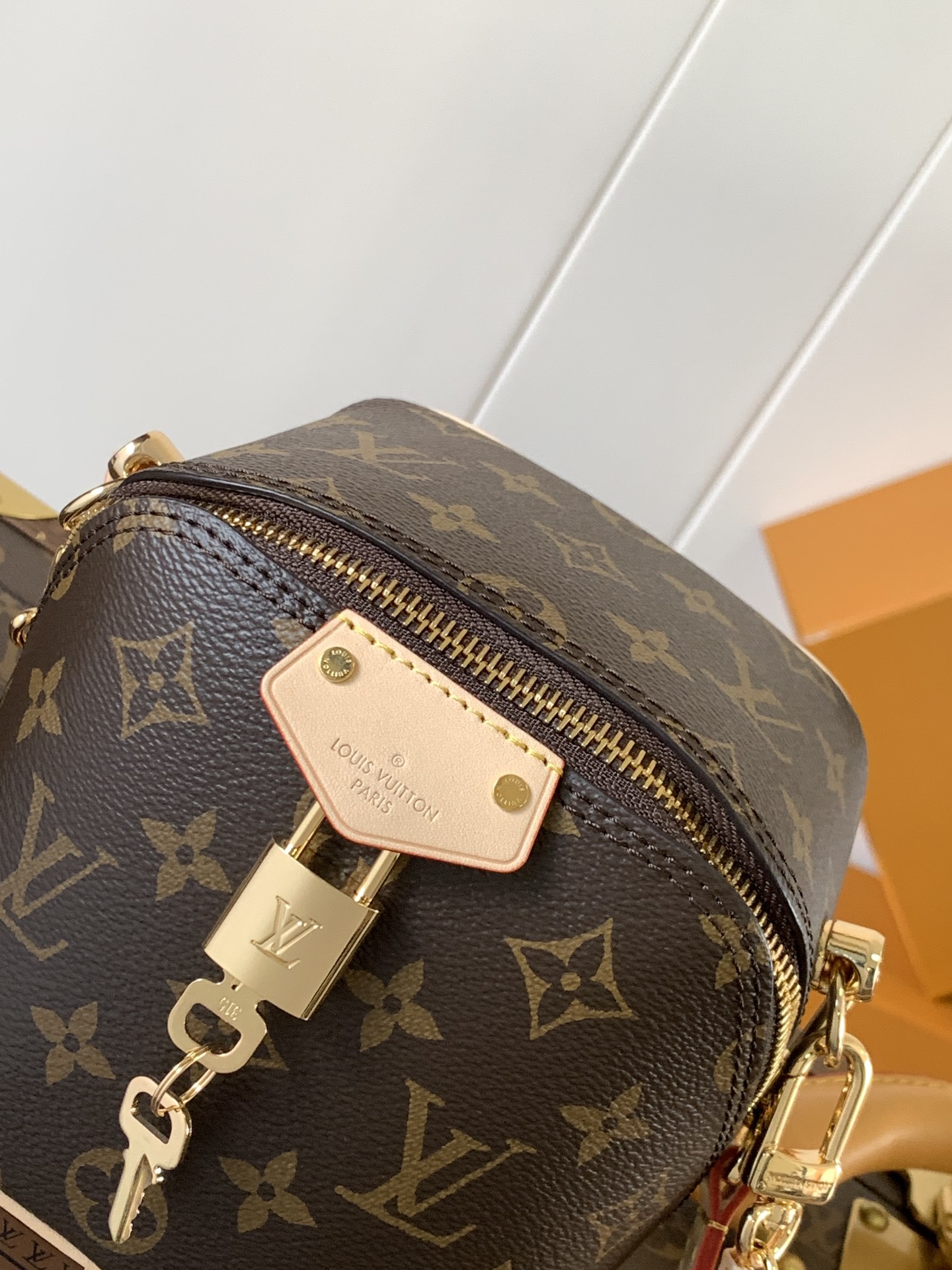  Variable code chip  LV M47096 Presbyopia,Just In Case, handbag back Monogram canvas and cow leather trim