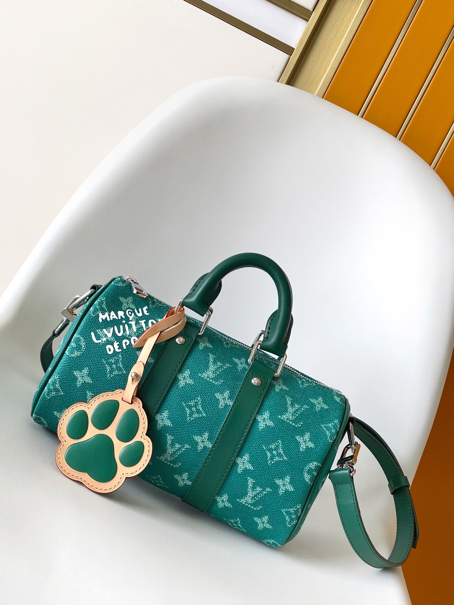 Keepall Bandouli??re 25 Handbag by Louis Vuitton LV M12684 in Green