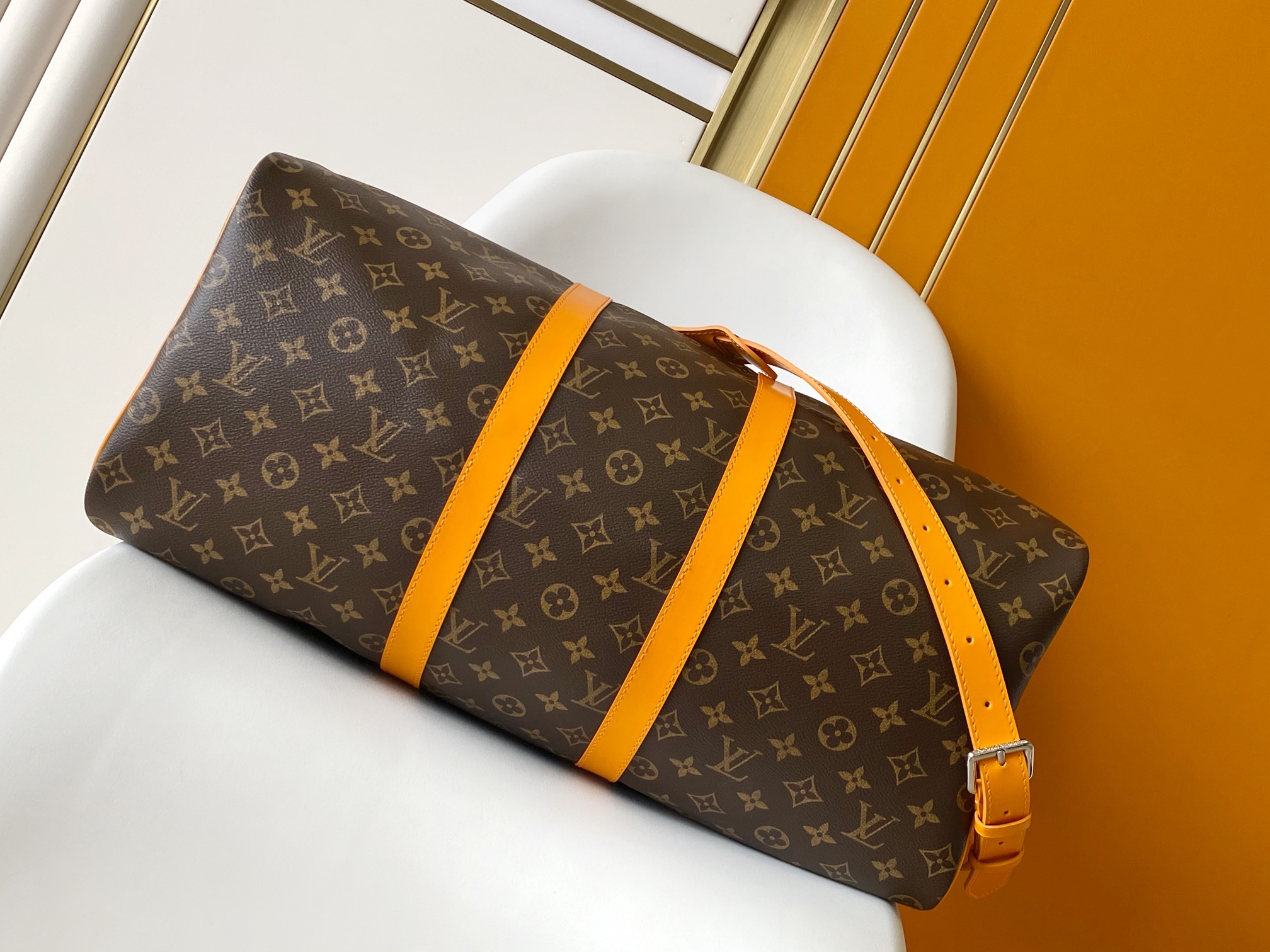 M12634 Keepall Bandouli??re 50 Travel Bag by Louis Vuitton LV in Yellow