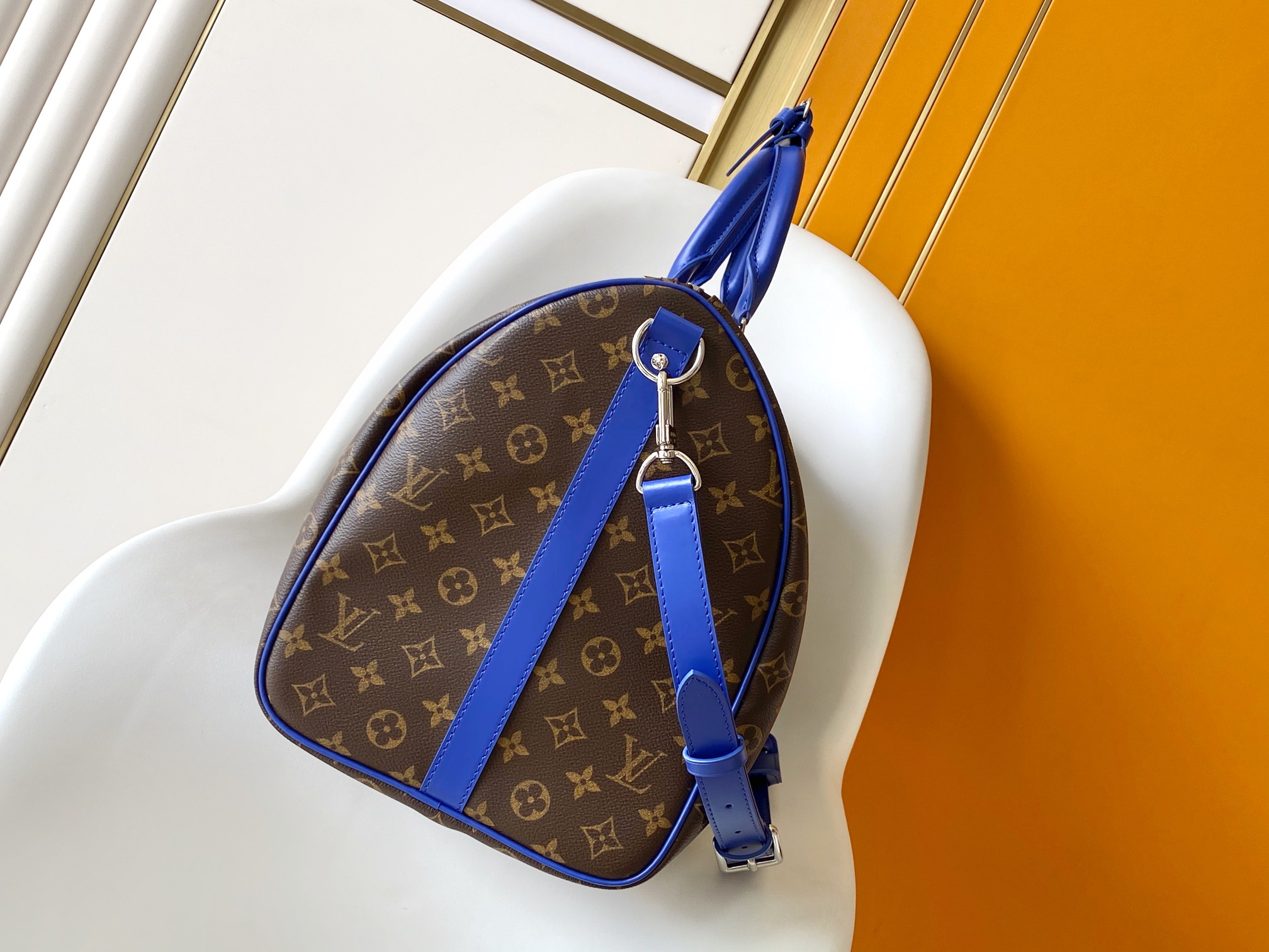 M12633 Keepall Bandouli??re 50 Travel Bag by Louis Vuitton LV in Deep Blue