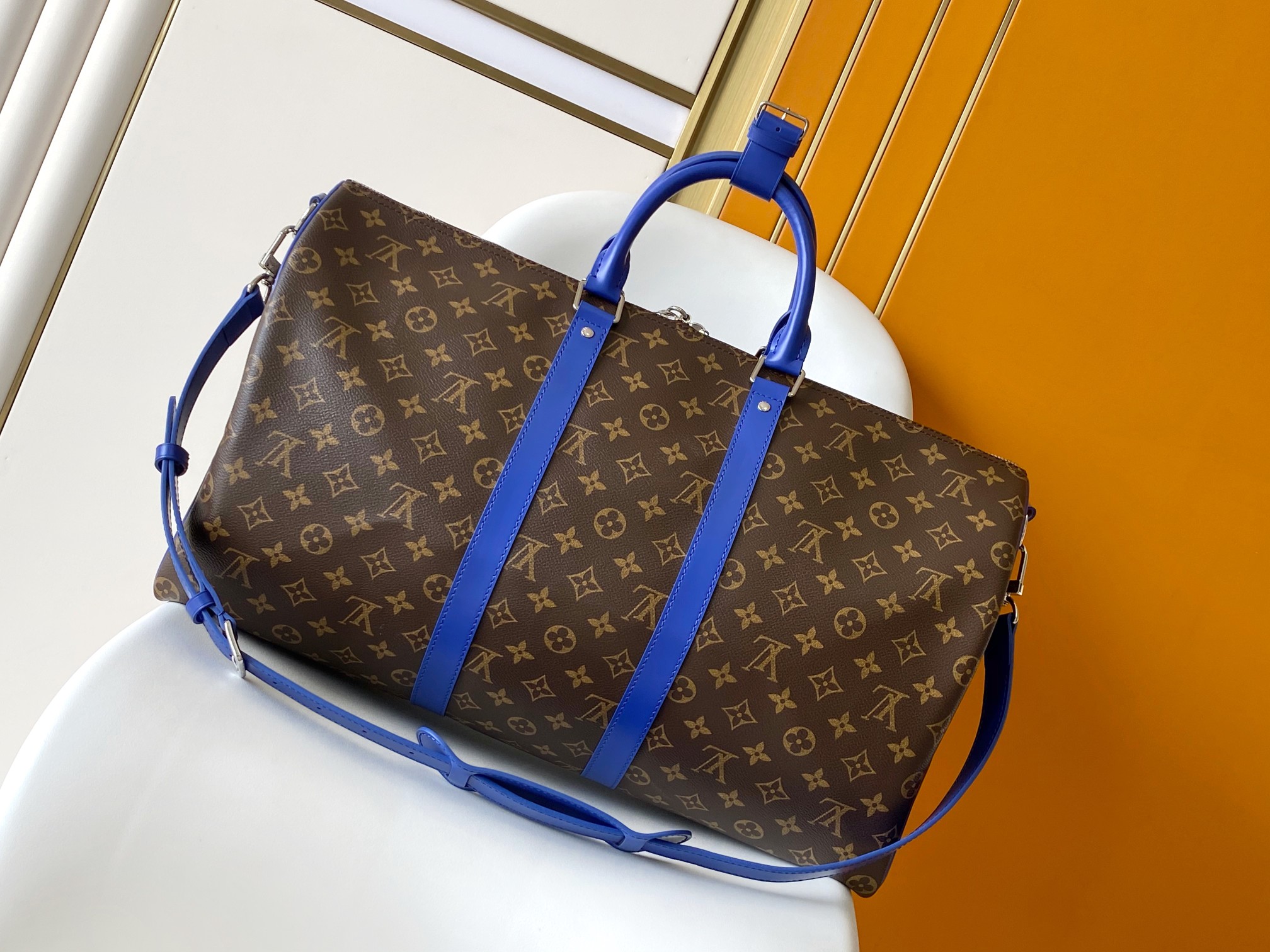 M12633 Keepall Bandouli??re 50 Travel Bag by Louis Vuitton LV in Deep Blue