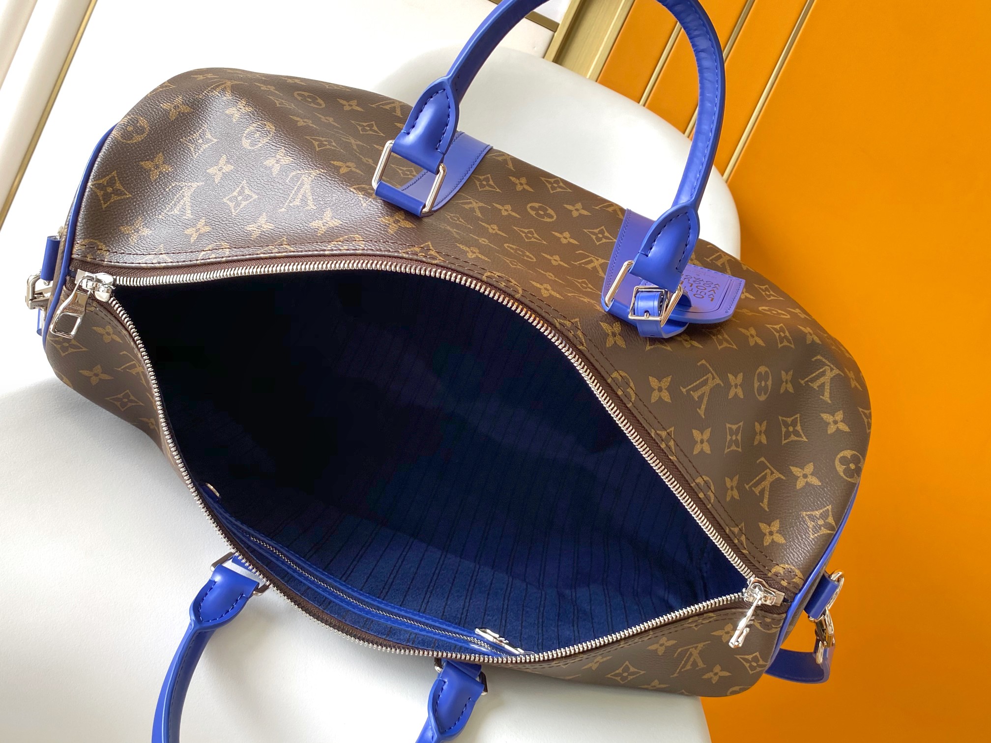 M12633 Keepall Bandouli??re 50 Travel Bag by Louis Vuitton LV in Deep Blue