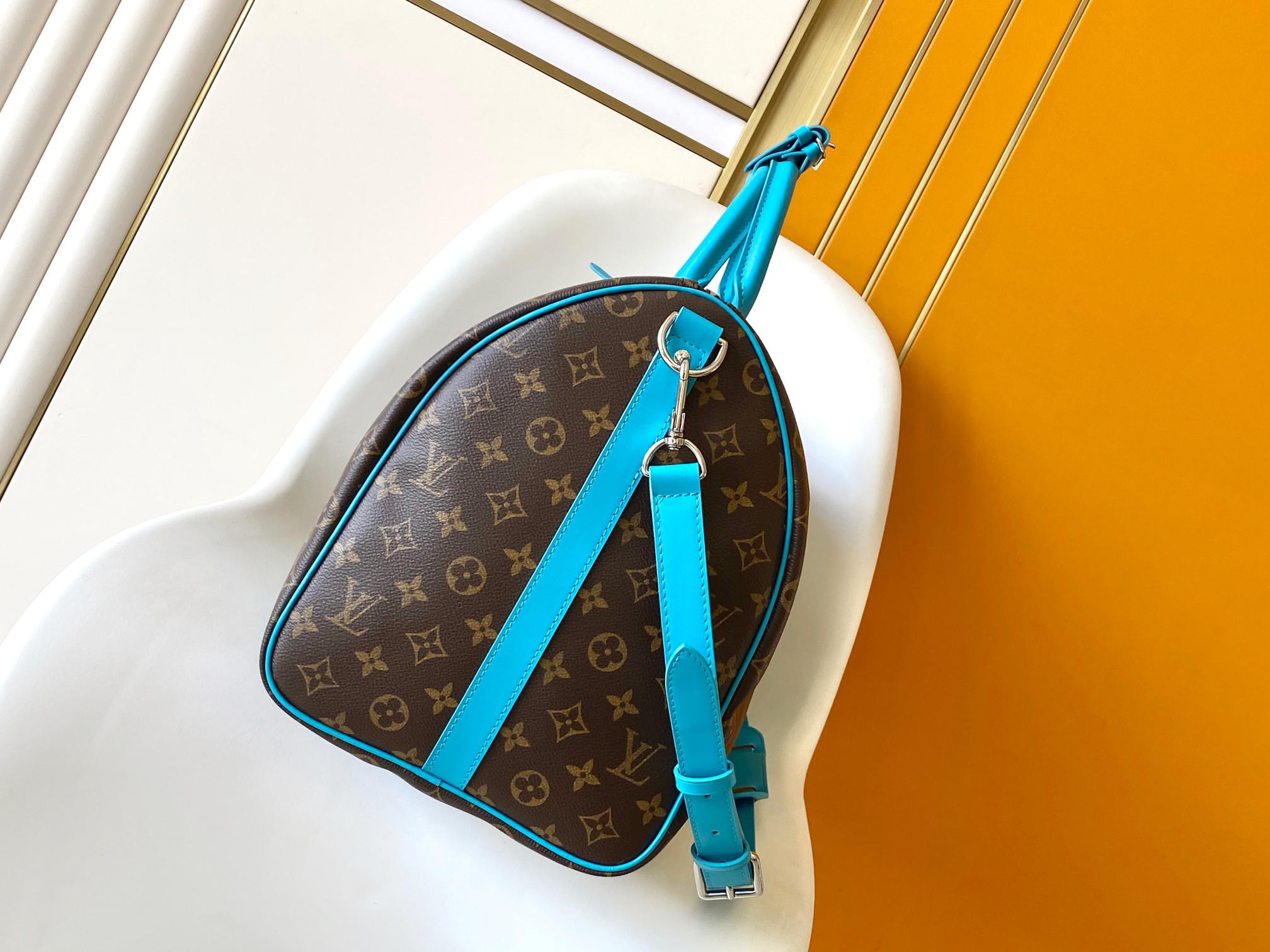 M12629 Keepall Bandouli??re 50 Travel Bag by Louis Vuitton LV in Light Blue