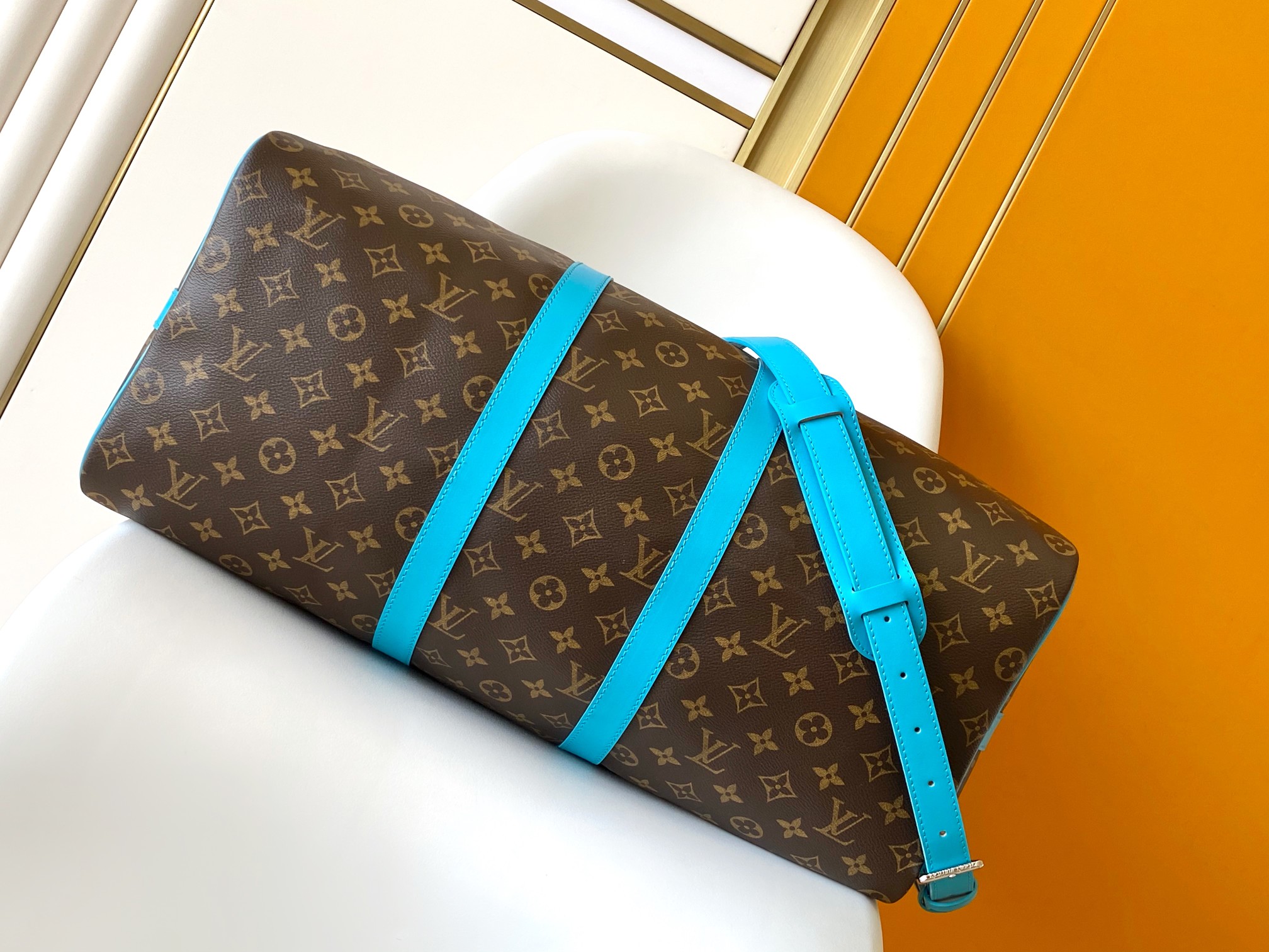 M12629 Keepall Bandouli??re 50 Travel Bag by Louis Vuitton LV in Light Blue